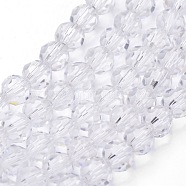 Transparent Glass Bead Strands, Imitate Austrian Crystal, Faceted(32 Facets), Round, Clear, 4mm, Hole: 1mm, about 96~100pcs/strand, 14~14.5 inch(X-GLAA-G013-4mm-72)