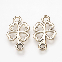 Alloy Links connectors, Four Leaf Clover, Light Gold, 20.5x12x1.5mm, Hole: 2mm(PALLOY-T017-03LG)