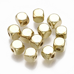 CCB Plastic Beads, Cube, Golden, 4x4x4mm, Hole: 1mm, about 740pcs/50g(X-CCB-S160-116)