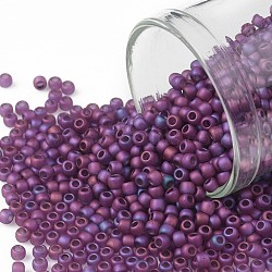 TOHO Round Seed Beads, Japanese Seed Beads, Matte, (625F) Raspberry Matte Luster, 11/0, 2.2mm, Hole: 0.8mm, about 1110pcs/10g(X-SEED-TR11-0625F)