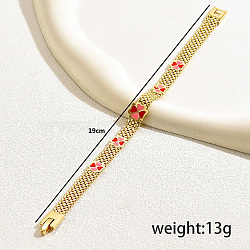 Iron Panther Chain Bracelets, Enamel Clover Jewelry for Women, Golden, Inner Diameter: 7-1/2 inch(19cm)(UP9294)