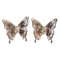 Resin Big Pendants, 3D Butterfly Charms, Camel, 52x57x6mm, Hole: 2.4mm(MACR-K354-03B)