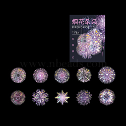 20Pcs 10 Patterns PVC Self Adhesive Firework Decorative Stickers, Waterproof Laser Firework Decals for Scrapbooking, Travel Diary Craft, Plum, 40mm, 2pcs/pattern(WG62071-03)