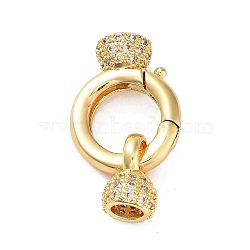 Rack Plating Brass Micro Pave Cubic Zirconia Fold Over Clasps, Cadmium Free & Lead Free, Long-Lasting Plated, Golden, 25.5mm(ZIRC-P117-02A-G)