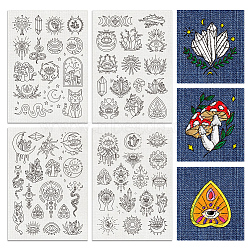 4 Sheets 11.6x8.2 Inch Stick and Stitch Embroidery Patterns, Non-woven Fabrics Water Soluble Embroidery Stabilizers, Mushroom, 297x210mmm(DIY-WH0455-041)