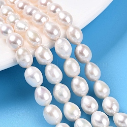 Natural Cultured Freshwater Pearl Beads Strands, Rice, Creamy White, 8~9.5x6~7.5mm, Hole: 0.7mm, about 41~42pcs/strand, 13.98~14.37 inch(35.5~36.5cm)(PEAR-N012-23C-01)