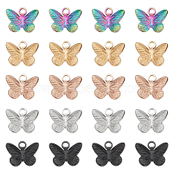 20Pcs 5 Colors 304 Stainless Steel Charms, Butterfly, Mixed Color, 12x15x3mm, Hole: 2mm, 4pcs/color(STAS-UN0042-23)