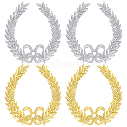 AHADEMAKER 4Pcs 2 Colors Polyester Embroidery Olive Wreath Clothing Patches, for DIY Clothes, Bag, Pants, Shoes Decoration, Mixed Color, 137x134x1mm, 2pcs/color(DIY-GA0003-40)