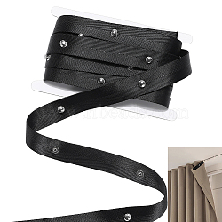 1Pc Cloth with Stainless Steel Wave Fold Curtain Tape, Curtain Tape for Hook, Drapery Header Tape, with 1Pc Cardboard Display Card, Black, 30x8.5mm(FIND-PH0060-17A)