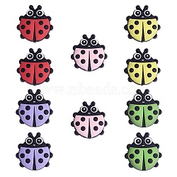 10Pcs 5 Colors Silicone Beads, Chewing Beads For Teethers, DIY Nursing Necklaces Making, Ladybug, Mixed Color, 31.5x30x9mm, Hole: 2.5mm(JX773A)