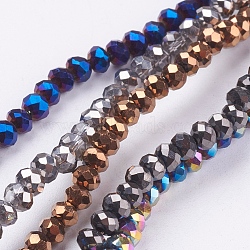 Electroplate Glass Bead Strands, Faceted, Rondelle, Mixed Color, 3~3.5x2.5~3mm, Hole: 0.5mm, about 140pcs/strand, 13.7 inch(EGLA-R080-3mm-M)