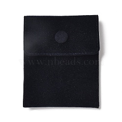 Velvet Jewelry Storage Pouches, Rectangle Jewelry Bags with Snap Fastener, for Earrings, Rings Storage, Black, 9.7~9.75x7.9cm(TP-B002-03A-04)