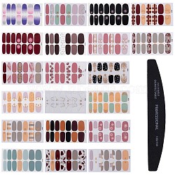 Manicure Tools Kits, with Full Cover Nail Art Stickers, Burnishing Stick, Mixed Color(MRMJ-S040-021)