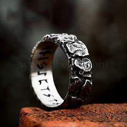 Stainless Steel Odin Norse Amulet Rune Couple Viking Rings for Men Women, Antique Silver, US Size 10(19.8mm)(PW-WG894B0-01)