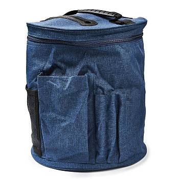 Oxford Cloth Drum Yarn Storage Bags, for Portable Knitting & Crochet Organizer, Steel Blue, 28x33cm
