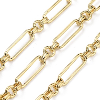 Rack Plating Brass Oval Link Chains, Unwelded, with Spool, Long-Lasting Plated, Cadmium Free & Lead Free, Real 18K Gold Plated, 22x7x1.5mm