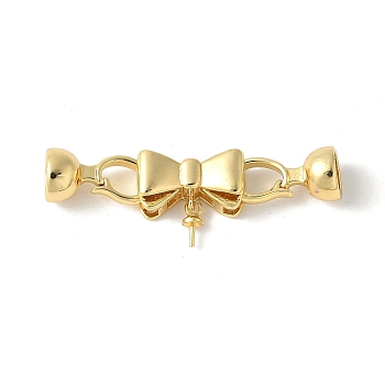 Brass Fold Over Clasps, Lead Free & Cadmium Free, Long-Lasting Plated, Rack Plating, Butterfly, Real 18K Gold Plated, 38.5mm