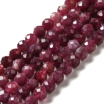 Natural Red Tourmaline Beads Strands, Faceted, Round, Grade AA, 4~4.5mm, Hole: 0.7mm, about 93pcs/strand, 15.16''(38.5cm)