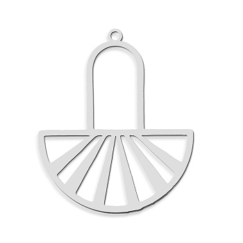 201 Stainless Steel Pendants, Laser Cut, Half Round, Stainless Steel Color, 35.5x30x1mm, Hole: 1.6mm