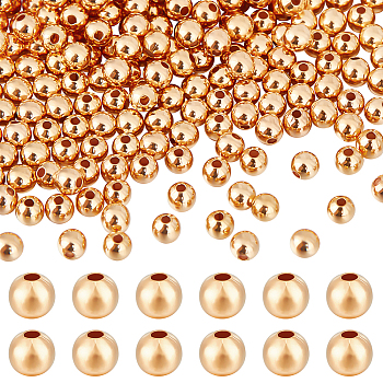 1000Pcs Brass Beads, Long-Lasting Plated, Round, Real 18K Gold Plated, 2mm, Hole: 0.5mm