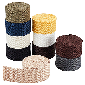 Elite 25M 10 Colors Polycotton Ribbon, Flat Wide Ribbon, for Bag Strap Making, Mixed Color, 1-1/2 inch(38mm), 2.5m/color
