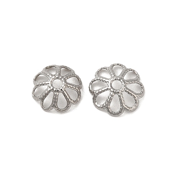 316 Stainless Steel Bead Caps, Multi-Petal, Flower, Stainless Steel Color, 8.5x2.5mm, Hole: 1.5mm