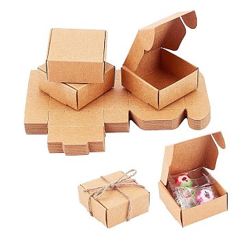 Kraft Paper Box, Folding Box, Square, Tan, 5.5x5.5x2.5cm