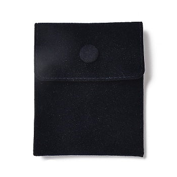 Velvet Jewelry Storage Pouches, Rectangle Jewelry Bags with Snap Fastener, for Earrings, Rings Storage, Black, 9.7~9.75x7.9cm