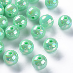 Opaque Acrylic Beads, AB Color Plated, Round, Aquamarine, 12x11mm, Hole: 2.5mm, about 566pcs/500g(MACR-S370-D12mm-A05)