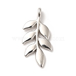 Rack Plating Alloy Pendants, Cadmium Free & Lead Free, Leafy Branch Charms, Platinum, 24.5x12x2mm, Hole: 1.8mm(PALLOY-K256-07P)