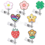 7Pcs 7 Styles Acrylic Badge Reel, Retractable Badge Holder, Mixed Color, Mixed Shapes, 87~91mm, 1pc/style(AJEW-WR0004-03)