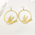 201 Stainless Steel Dangle Earrings, Golden, Bird, 100x70mm(FS-WG439CD-02)