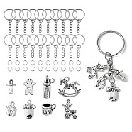 DIY Baby Theme Keychain Making Kit, Including Iron Split Key Rings, Clothes & Feeding-bottle & Pram Pendants, Jump Rings, Antique Silver, 160Pcs/bag(DIY-CJ0002-25)