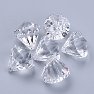 Transparent Acrylic Pendants, Faceted, Diamond, Clear, 37x32mm, Hole: 2.2mm, about 34pcs/500g(TACR-Q260-I-V01)