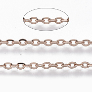 304 Stainless Steel Cable Chains, Soldered, Flat Oval, Rose Gold, 2x1.6x0.3mm, about 6.56 Feet(2m)/strand(CHS-S006-JN943-4)