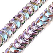 Electroplate Glass Beads Strands, Moon, Lilac, 9x14x7mm, Hole: 0.9mm, about 99~101pcs/strand, 35.08~36.36''(89.1~90.9cm)(EGLA-T021-07G)