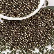 MIYUKI Round Rocailles Beads, Japanese Seed Beads, 8/0, (RR307) Dark Topaz Gold Luster, 3mm, Hole: 1mm, about 422~455pcs/10g(X-SEED-G008-RR0307)