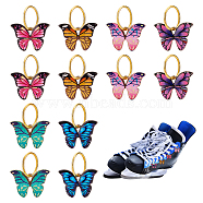 Printed Alloy Enamel Pendants, with Iron Jump Rings, Butterfly, Mixed Color, 15.5x22x2mm, Jump Ring: 14x1.2mm, Inner Diameter: 11.6mm, 12pcs/set(PALLOY-PH01614)