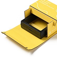 Cardboard Paper Jewelry Gift Boxes, with Square Plastic & PE FILM Floating Jewelry Display Cases, Rectangle with Word, Yellow, 8.05x9.1x4.55cm(OBOX-G016-A03)