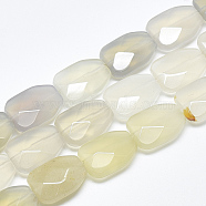 Natural White Agate Beads Strands, Faceted, Calabash, 16~16.5x12x6mm, Hole: 1mm, about 12pcs/strand, 7.8 inch(G-T122-01C)