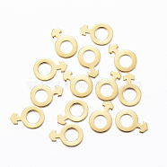 201 Stainless Steel Charms, Symbol-Male, Golden, 11x7.5x0.8mm, Hole: 4mm(STAS-H557-20G)