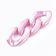 Opaque Acrylic Linking Rings, Quick Link Connectors, for Curb Chains Making, Pearlized, Twist, Pearl Pink, 29x20x6mm, Inner Diameter: 8x16mm(OACR-S036-011A-12)