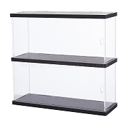 2-Tier Transparent Acrylic Minifigures Display Case, for Models, Building Blocks, Doll Display Holder, Rectangle, Black, Finishde Poduct: 27.3x30x9.8cm(ODIS-WH0043-64)