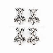 Tibetan Style Alloy Beads, Cadmium Free & Lead Free, Fish, Antique Silver, 15x10x6mm, Hole: 1.5mm, about 458pcs/1000g(TIBE-S320-207AS)