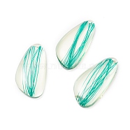 Transparent Resin Pendants, Teardrop Charms with Thread Inside, Turquoise, 35.5x17x5mm, Hole: 1.2mm(RESI-XCP0001-78)