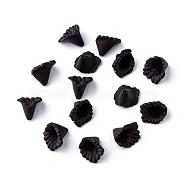 Acrylic Beads, Frosted, Flower, Dyed Black, about 12mm wide, 12mm long, 1.8mm thick, hole: 1.5mm. about 1900pcs/500g(PL622-6)