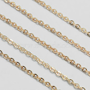 Brass Cable Chains, Soldered, with Spool, Oval, Cadmium Free & Nickel Free & Lead Free, Rose Gold, 2x1.5x0.5mm, about 100yards/roll(CHC-I009-RG-NF)