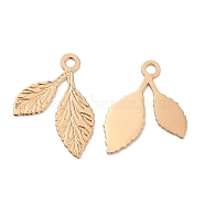 Long-Lasting Plated Brass Pendant, Leaf Charm, Light Gold, 15x11x0.3mm, Hole: 1.2mm(KK-K336-10KCG)