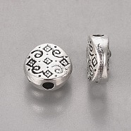 Tibetan Style Alloy Beads, Lead Free and Cadmium Free, Flat Round, Antique Silver, 7x7x3mm, Hole: 1.5mm(LF10856Y-NF)