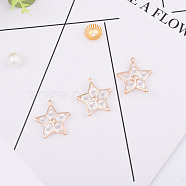 Alloy Rhinestone Pendants, Star, Crystal, Light Gold, 31x28mm(PALLOY-TAC0012-59)